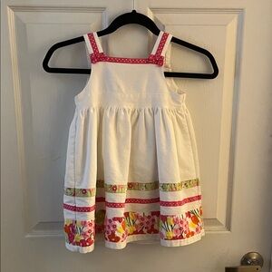 Gymboree White Childs Dress , Size 4 T  , with Colorful Boarder